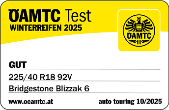 Meine Reifen Testsiegel ÖAMTC 10 2025 Bridgestone Blizzak 6